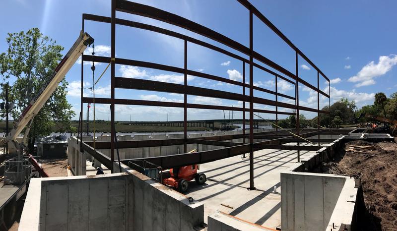 Steel frame going up on a commercial job